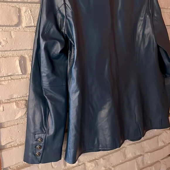 Vintage DENIM & CO Blue Leather Blazer - Picture 9 of 9